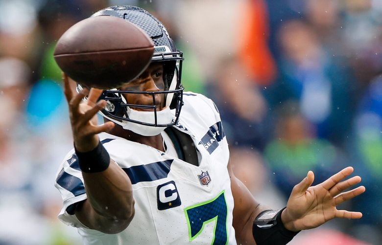 Seattle Seahawks quarterback Geno Smith throws out a pass during the fourth quarter Sunday, Sept. 24, 2023 in Seattle. 225054