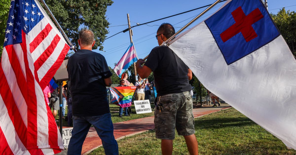 School meeting devolves into chaos, audience thrown out as Pride flag banned Photo