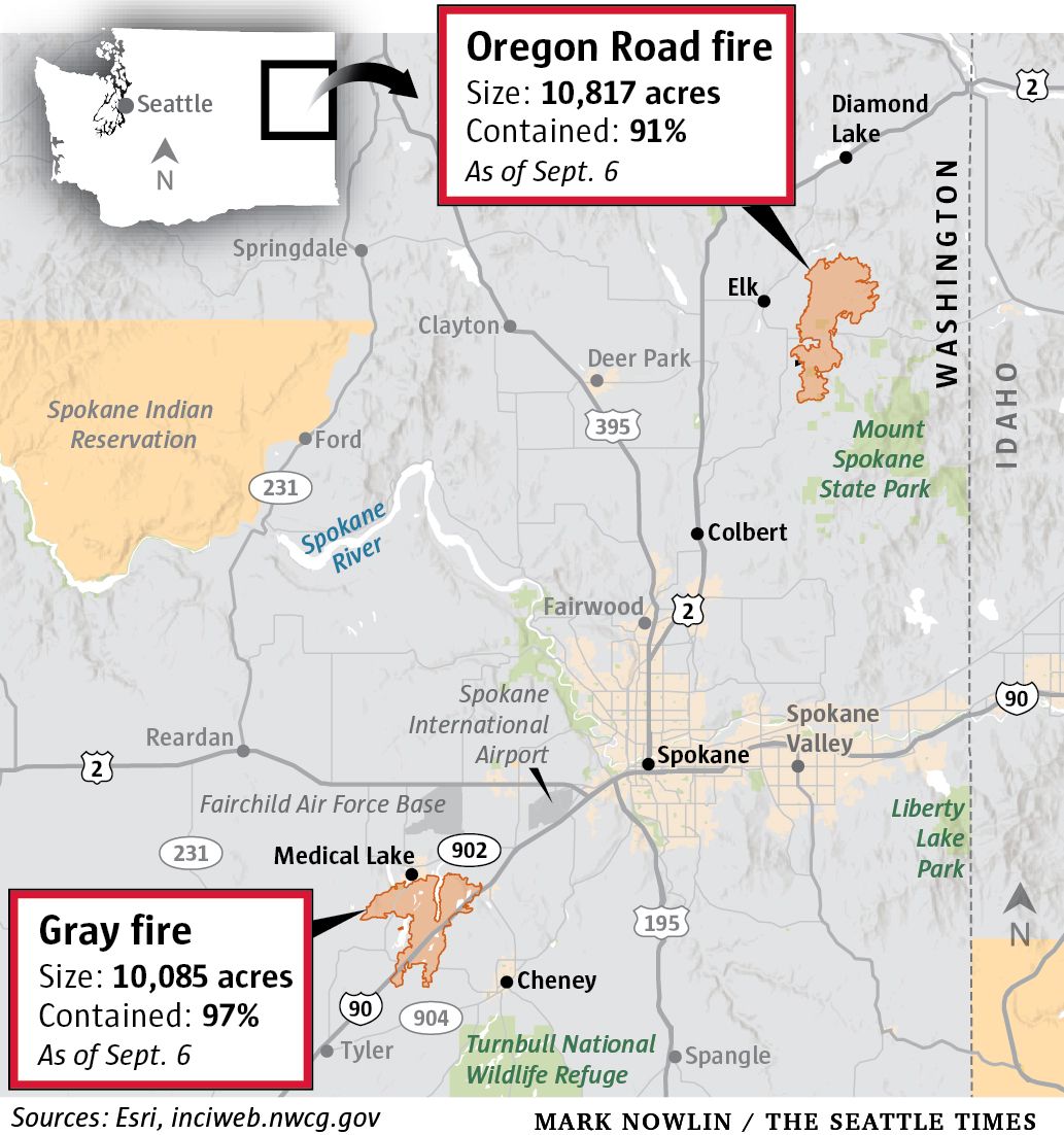 All Evacuations Lifted For Gray And Oregon Road Fires In Spokane County ...