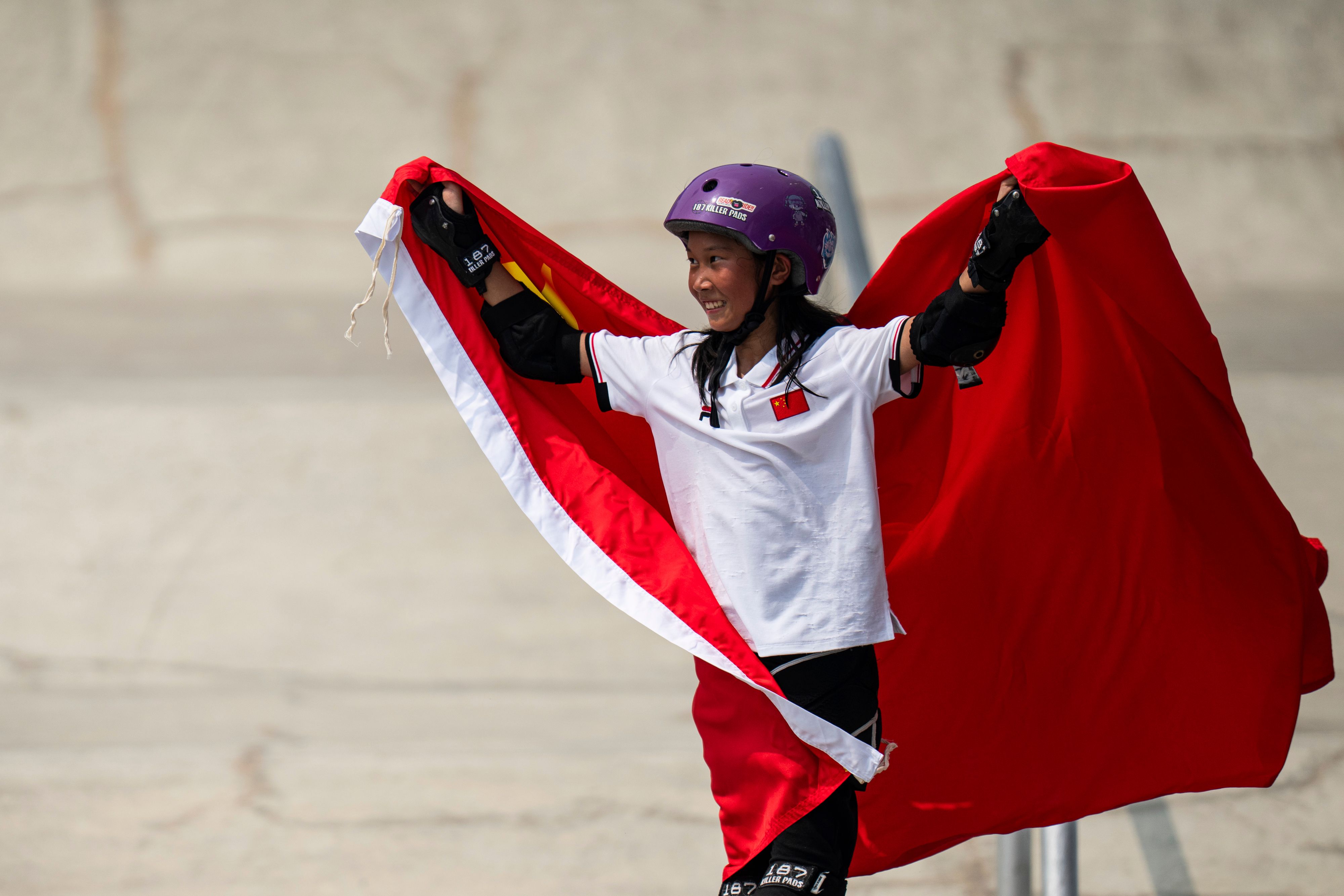 13-year-old Chinese skateboarder wins gold at the Asian