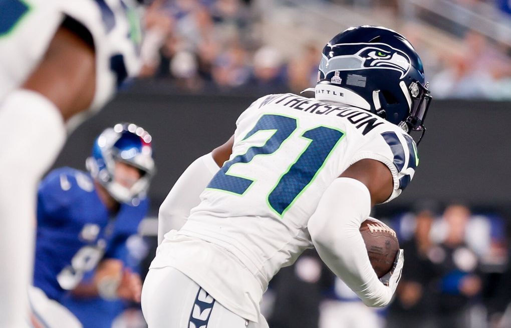 Rookie Devon Witherspoon scores on 97-yard pick-6 as Seahawks' defense  leads Seattle over Giants