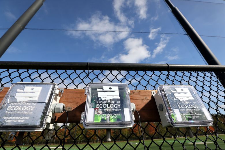 SensWA devices seen at the Jefferson Park-Beacon Hill Air Monitoring Station in Seattle. (Karen Ducey / The Seattle Times)
