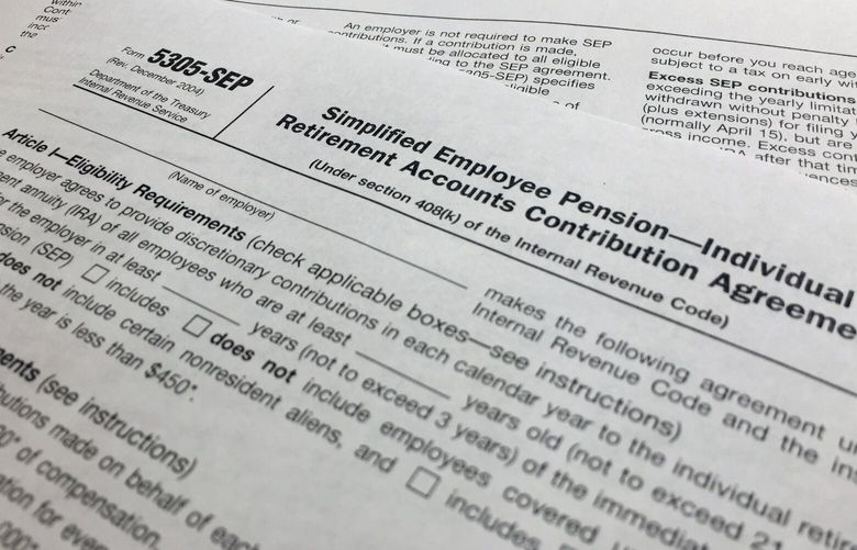 An IRS Form 5305, Simplified Employee Pension — Individual Retirement Accounts Contribution Agreement in 2018. Companies have long helped their workers save for retirement through 401(k)s and other workplace plans. But recent SECURE 2.0 legislation has blessed a newer trend: employers creating emergency savings options that could encourage workers to save more and avoid raiding their retirement funds. (AP Photo/Jenny Kane, File) NYPS204 NYPS204