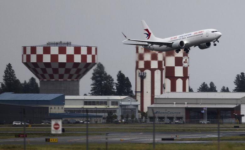 An airplane takes flight from Spokane International Airport. From 2017 to 2019, the airport periodically detected PFAS contamination in its groundwater that far exceeded levels considered safe by the state. (Daniel Kim / The Seattle Times)