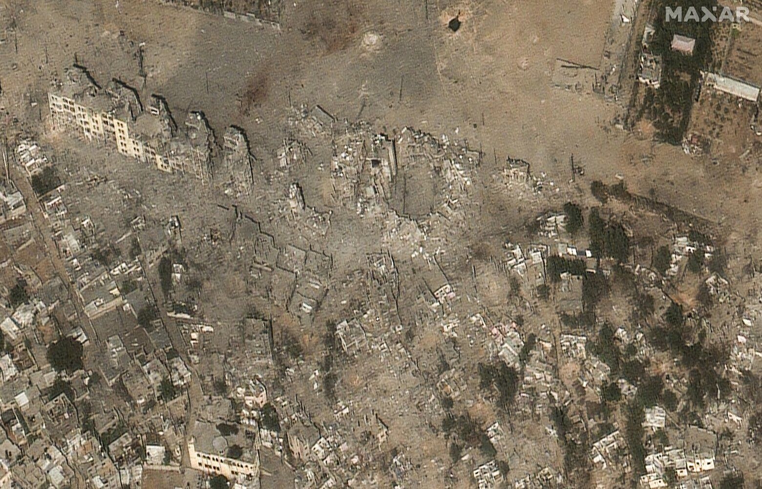 Parts of Gaza look like a wasteland from space. Look for the