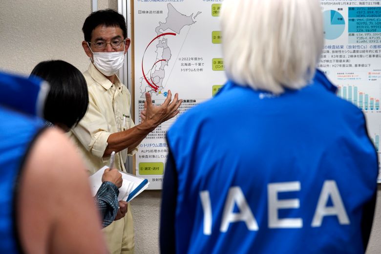 UN nuclear agency team watches Japanese lab workers prepare fish 