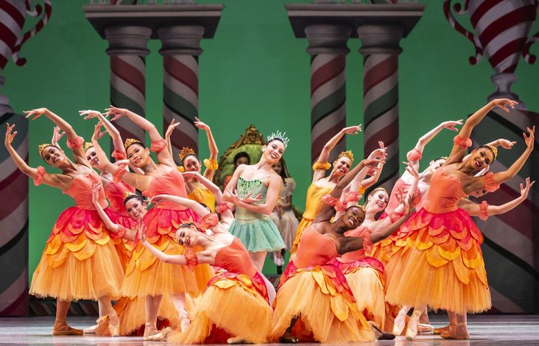 Dewdrop with Sarah-Gabrielle Ryan, principal dancer with Pacific Northwest Ballet. Photographed with PNB Company dancers in a scene from George Balanchine's The Nutcracker AE © The George Balanchine Trust.  PNB's acclaimed production returns to Seattle Center's McCaw Hall from November 24, 2023 to his December 27, 2023.