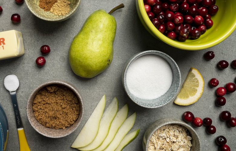 Ingredients for cranberry pear pie with cranberry topping, baked by Seattle Times producer Taylor Blatchford. Recipe adapted from Sally's Baking Addiction October 27, 2021