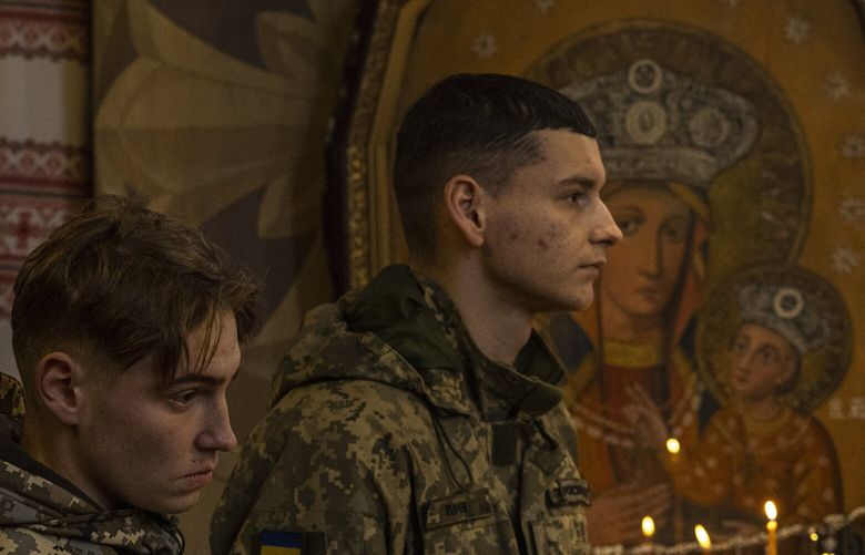 Servicemen attend Vlaskov’s funeral on Wednesday, Nov. 8, 2023.