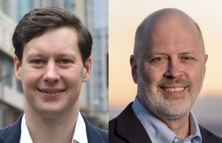 Incumbent Andrew Lewis, left, and Robert Kettle are candidates in the primary for Seattle City Council District 7.