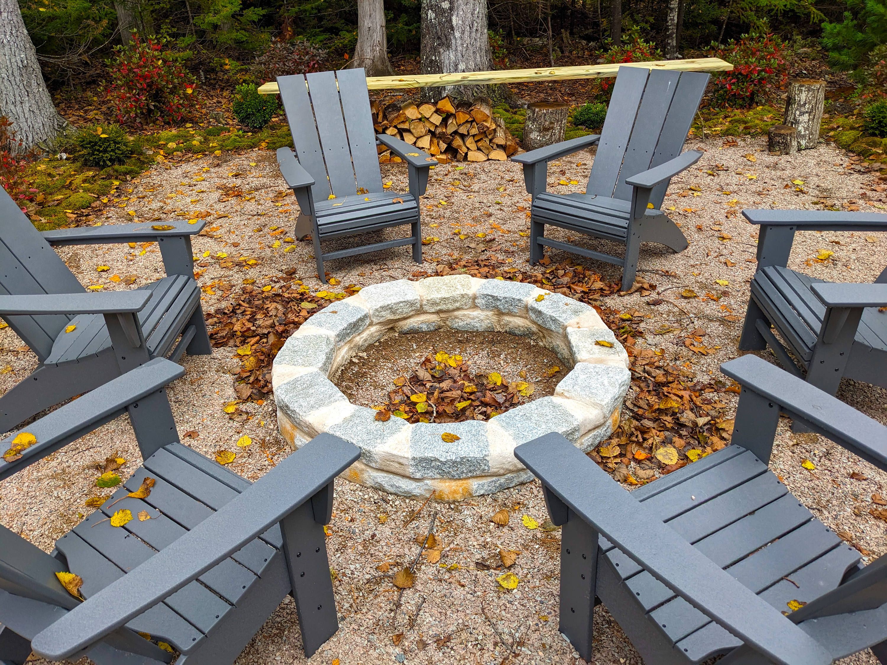 Fire pit 2024 with adirondack chairs