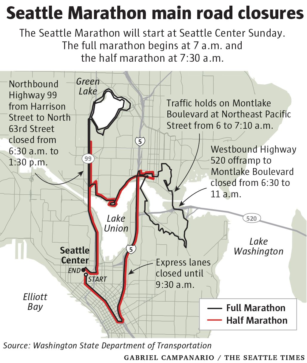 Seattle Marathon road closures and parking The Seattle Times