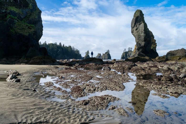 Shi Shi Beach on Washington&#8217;s Pacific coast is gorgeous, rain or shine. (Courtesy of Olympic Peninsula Visitor Bureau)