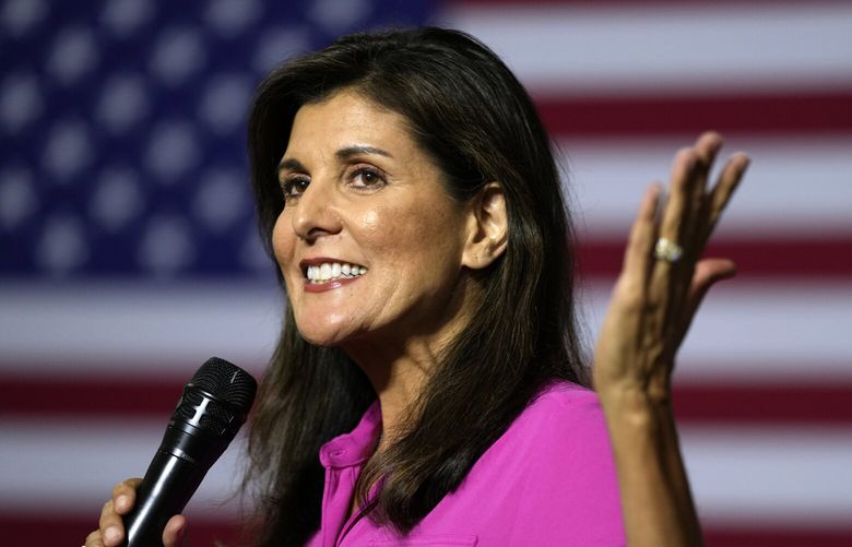 Republican presidential candidate Nikki Haley speaks during a town hall campaign event, Wednesday, May 17, 2023, in Ankeny, Iowa. (AP Photo/Charlie Neibergall) IACN1 IACN1
