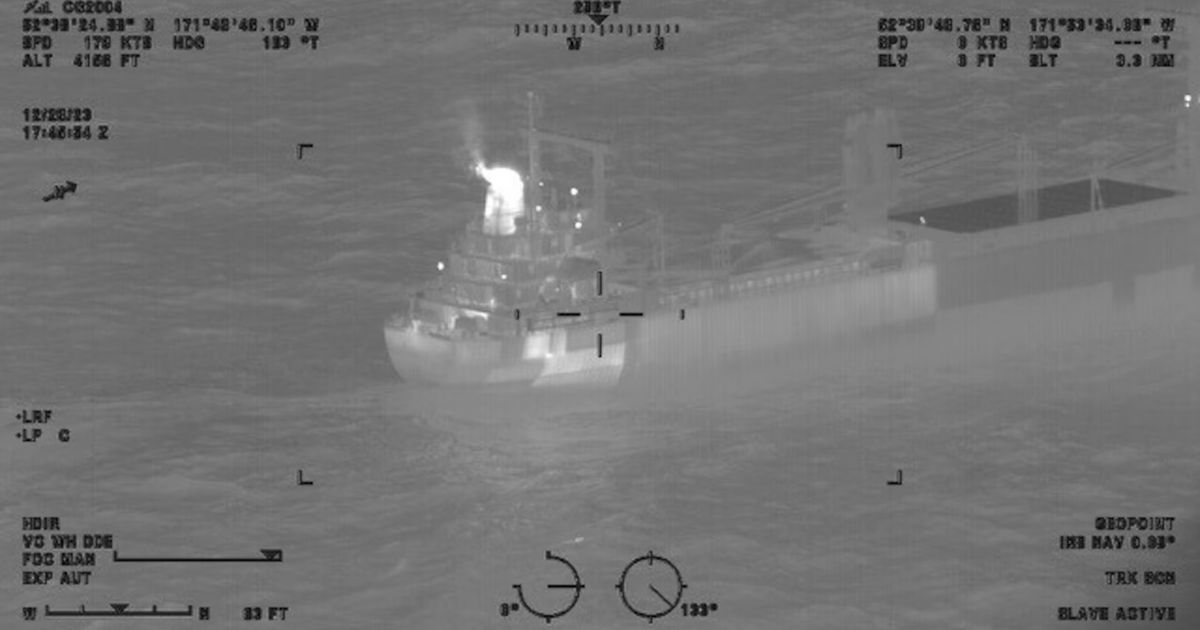 Cargo ship ablaze near Alaska’s Dutch Harbor