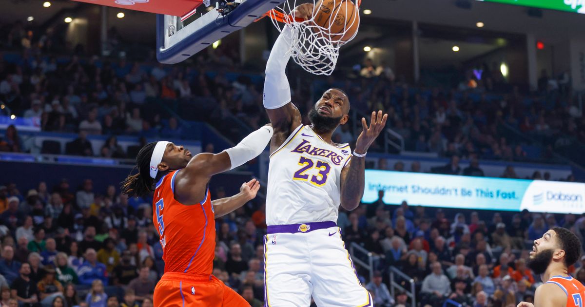 LeBron James scores season-high 40 points, Lakers beat Thunder to end 4 ...