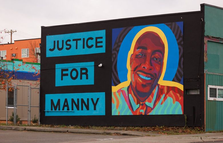 A mural honoring Manuel Ellis is seen in Tacoma, Wash. Monday, Nov. 7, 2022. 
 222107