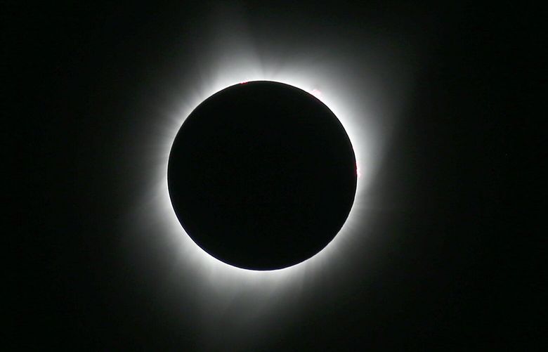 On Monday, August 21, 2017, solar eclipse in totality.  The moon is totally blocking the sun for about two minutes.
