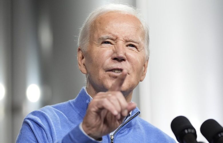 President Joe Biden speaks at the Earth Rider Brewery, Thursday, Jan. 25, 2024, in Superior, Wis. Biden is returning to the swing state of Wisconsin to announce $5 billion in federal funding for upgrading the Blatnik Bridge and for dozens of similar infrastructure projects nationwide. (AP Photo/Alex Brandon) WIAB231 WIAB231