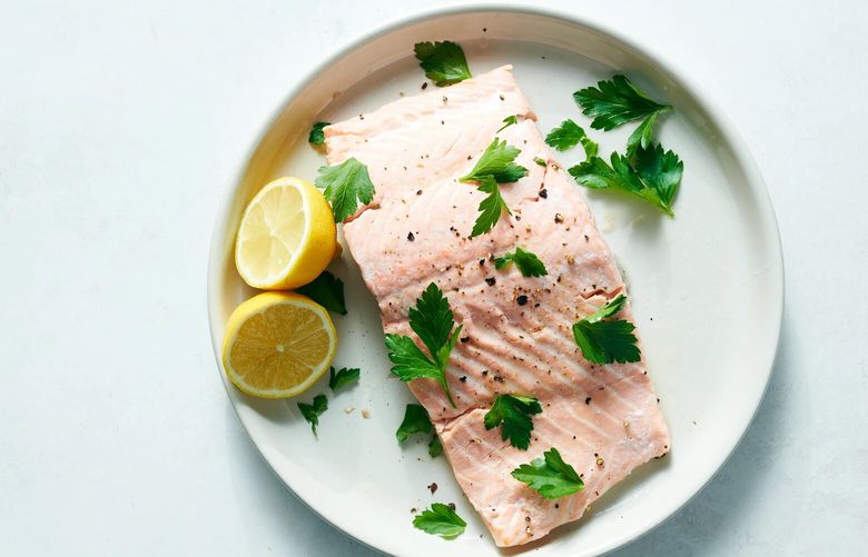 Microwave salmon. This perfectly seasoned salmon cooks quickly and can be enjoyed on its own or used in salads, grain bowls or other dishes. Food styled by Hadas Smirnoff.