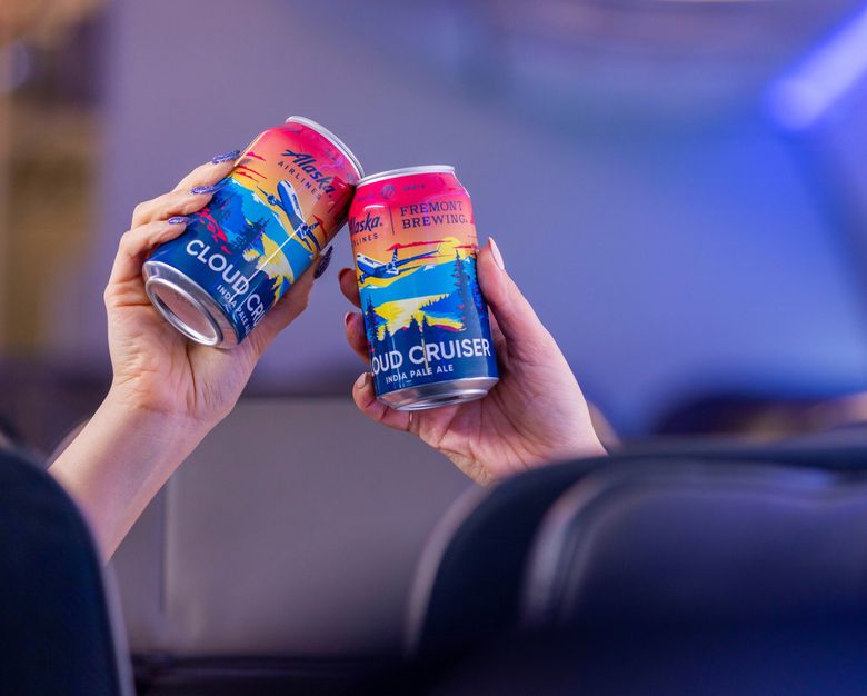 Cloud Cruiser IPA, now available onboard Alaska Airlines flights and in lounges, is the first collaboration between Alaska Airlines and Fremont Brewing.  (Courtesy of Alaska Airlines)