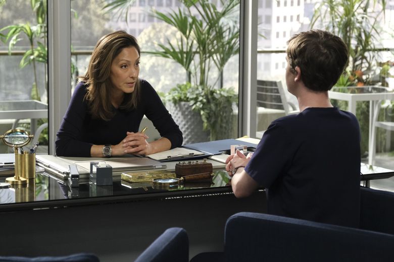 Christina Chang, left, and Freddie Highmore in &#8220;The Good Doctor.&#8221; (Jeff Weddell / ABC)