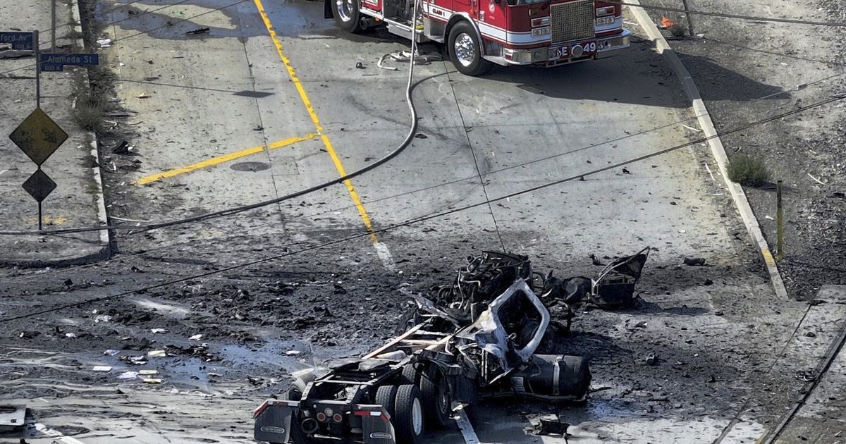 9 Los Angeles firefighters injured after burning truck’s fuel tank ...
