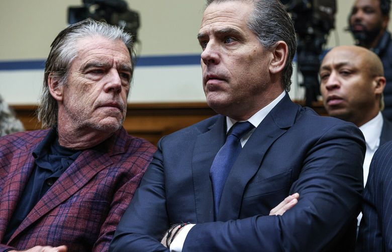 FILE —  Hunter Biden and Kevin Morris, left, attend a House Committee on Oversight and Accountability meeting in Washington on Jan 10, 2024. The Hollywood lawyer’s support of the president’s son is under scrutiny from House Republicans and prosecutors while his aggressive tactics are rankling the White House. (Valerie Plesch/The New YorkTimes)

 XNYT0103 XNYT0103