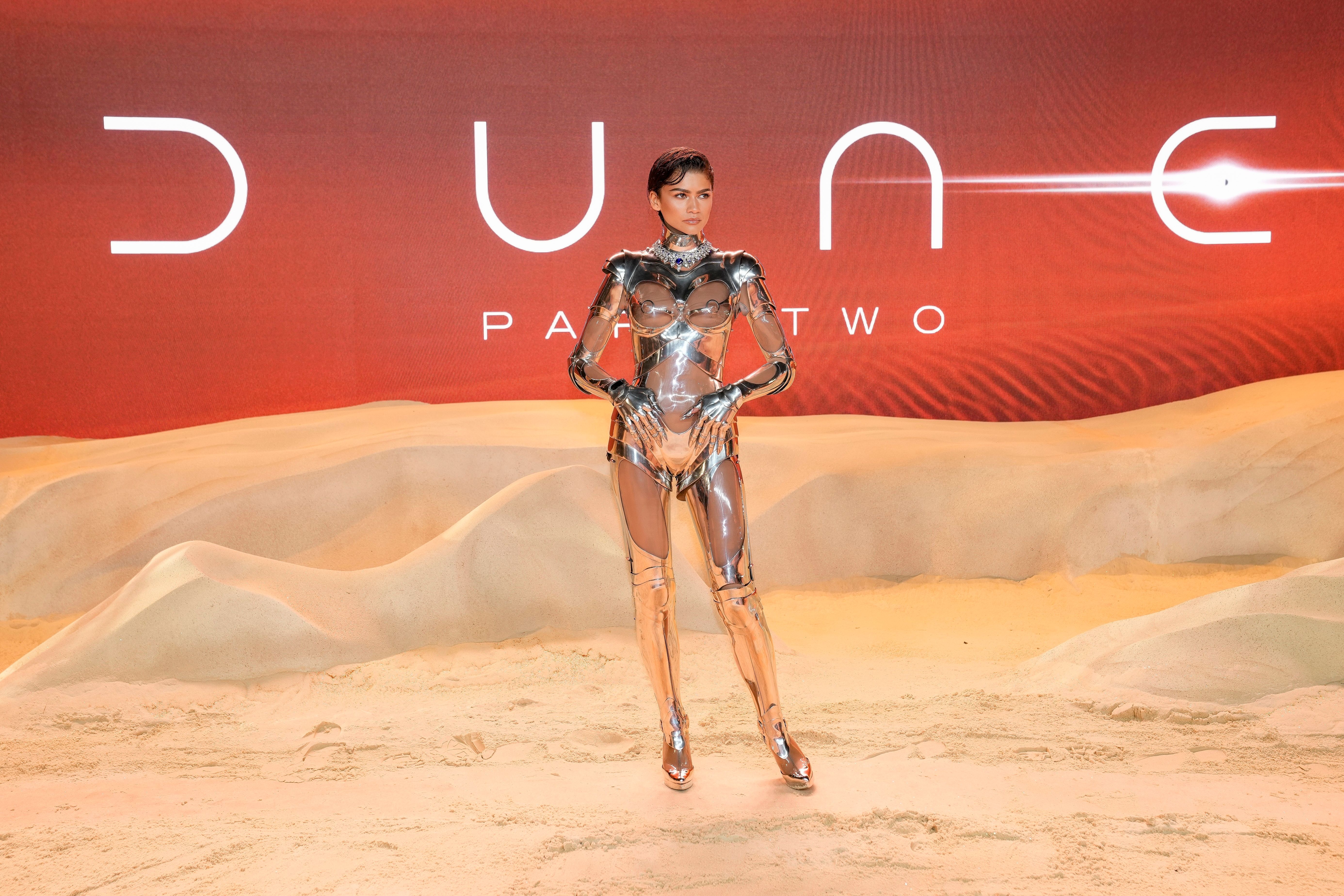 Zendaya stuns at 'Dune: Part Two' world premiere in vintage silver