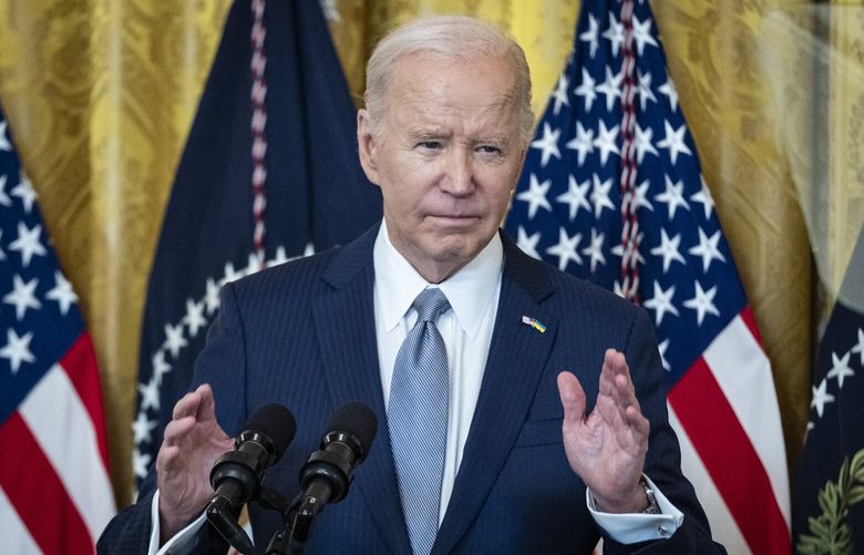 FILE — President Joe Biden speaks at the National Governors Association Winter Meeting at the White House, in Washington on Feb. 23, 2024. Super Tuesday will not make President Biden or former President Donald Trump a presumptive party nominee, as defined by locking up a majority of the delegates available nationwide. (Pete Marovich/The New York Times) XNYT0816 XNYT0816