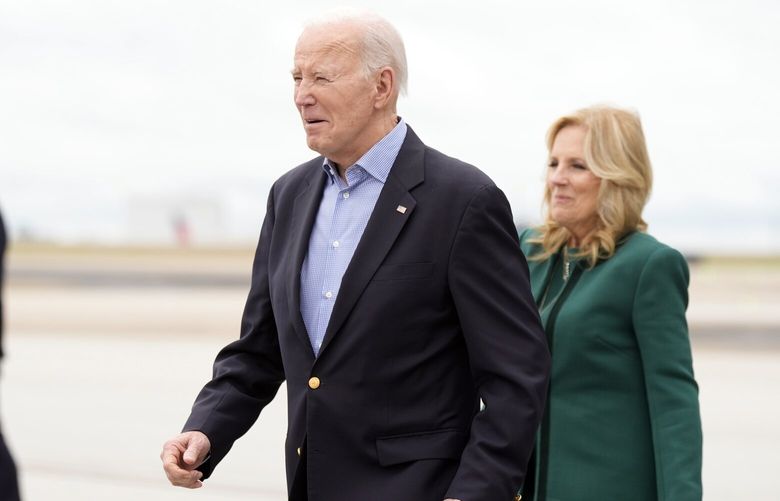 President Joe Biden and first lady Jill Biden arrive at Hartsfield-Jackson Atlanta International Airport, in Atlanta, Saturday, March 9, 2024. (AP Photo/Manuel Balce Ceneta) GAMC307 GAMC307