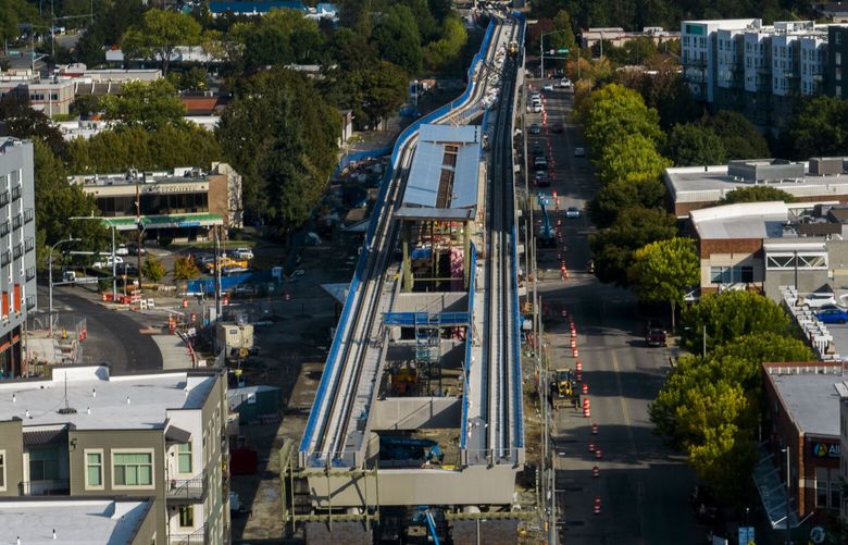 The Downtown Redmond station, one of the four Redmond Link Light rail stations to be open in the future, is under construction on Sept. 20, 2023. 
—
For this City Block project