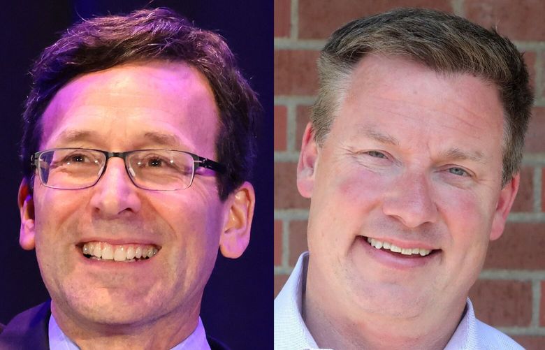 Attorney General Bob Ferguson, left, and state Sen. Mark Mullet, right, are Democratic gubernatorial candidates.