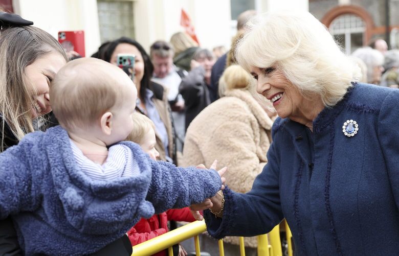 Britain’s Queen Camilla meets members of the public after departing from Douglas Borough Council, in Douglas, Isle of Man, Wednesday March 20, 2024. (Chris Jackson/Pool via AP) ROy121 ROy121