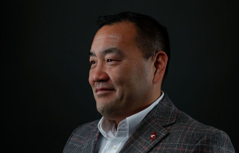 Washington State University Athletic Director Pat Chun poses for a portrait in the Seattle Times photo studio Tuesday, Nov. 21, 2023 in Seattle. 225531