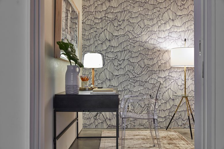 A small space is enhanced through the use of wallpaper. (Scott Gabriel Morris/TNS)