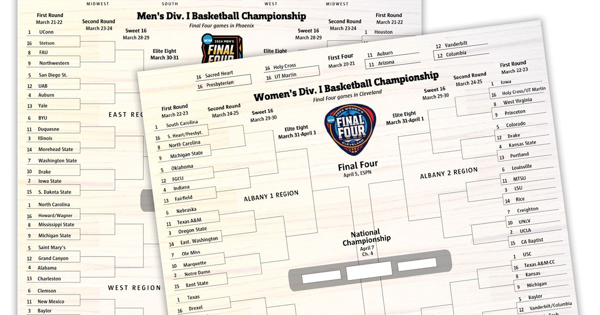 Download and print your 2024 NCAA men’s and women’s brackets The