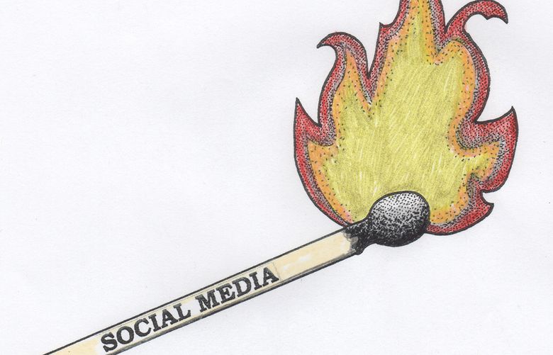 This artwork by Michael Osbun refers to things that light the social media flame.