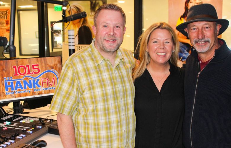 Left to right: Hank FM program director Jeff Connell, sales manager Sally Silvi and president Jim Kalmenson.
