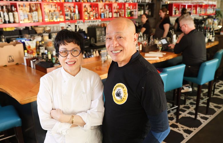 Owners Eric and Sophie Banh of Monsoon, a Vietnamese restaurant, on Capitol Hill in Seattle on Tuesday, April 9, 2024.
