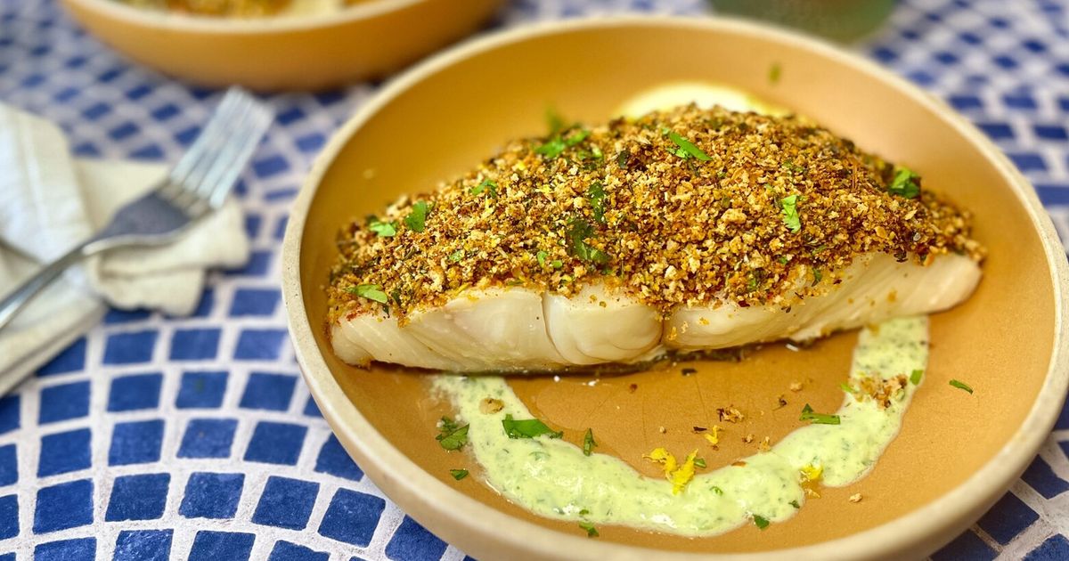 Kick your halibut up a notch with crunchy pistachios and smoky harissa ...