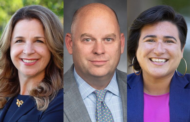 Public Lands Commissioner Hilary Franz, state Sen. Drew MacEwen and state Sen. Emily Randall are seeking the congressional seat representing the Kitsap and Olympic peninsulas. (Courtesy of the campaigns)