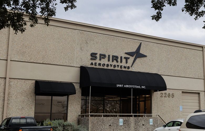 Spirit AeroSystems offices, Jan. 8, 2024 in Farmers Branch, Texas. Spirit AeroSystems Holdings Inc. fell the most in more than four months as the supplier to Boeing faces scrutiny over an incident in which a panel tore loose from a passenger jet mid-flight. 776087927