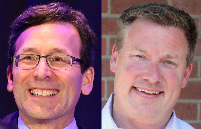 Attorney General Bob Ferguson, left, and state Sen. Mark Mullet, right, are Democratic gubernatorial candidates.