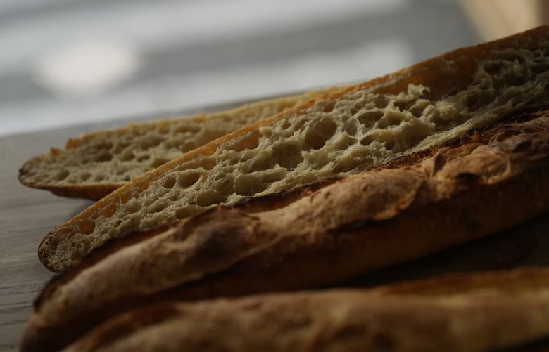 Baguettes are seen at the Utopie bakery Friday, April 26, 2024 in Paris. Baker Xavier Netry was chosen this week as the 31st winner of Paris’ annual “Grand Prix de la baguette” prize. The Utopie bakery in Paris’ 11th district that Netry works for wins 4,000 euros ($4,290) and becomes one of the suppliers of the presidential Elysee Palace for a year. (AP Photo/Thibault Camus) PAR126 PAR126