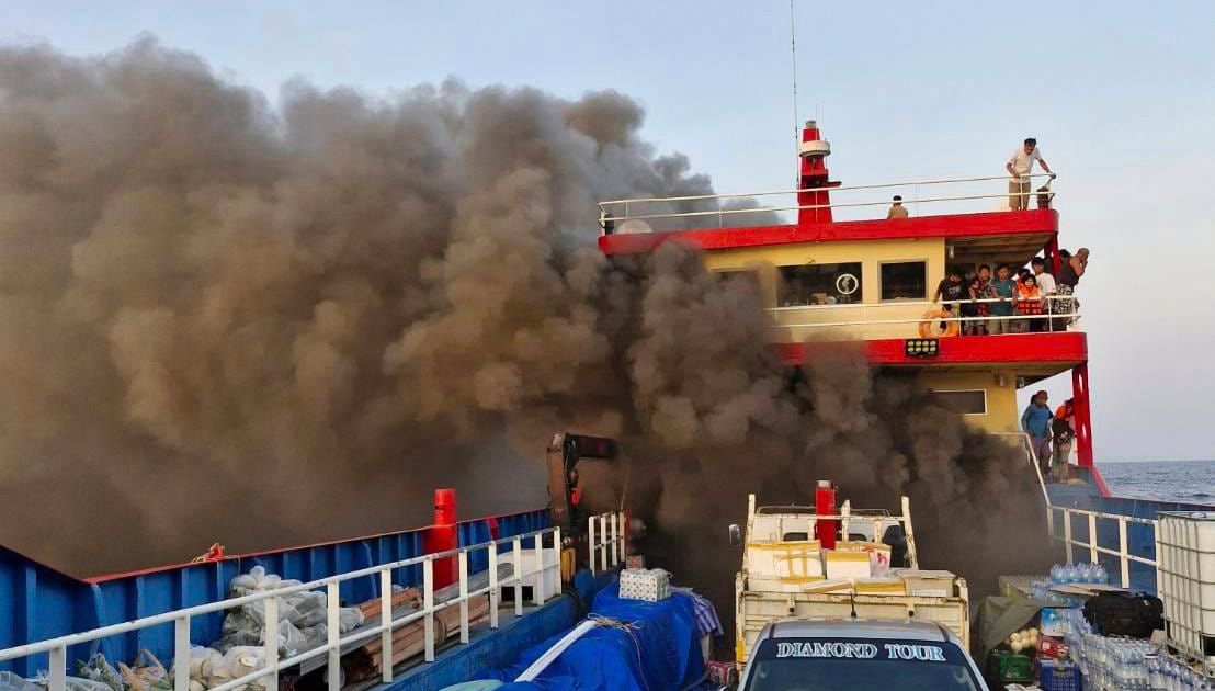 People Jump Into The Sea To Escape Raging Ferry Fire In Gulf Of