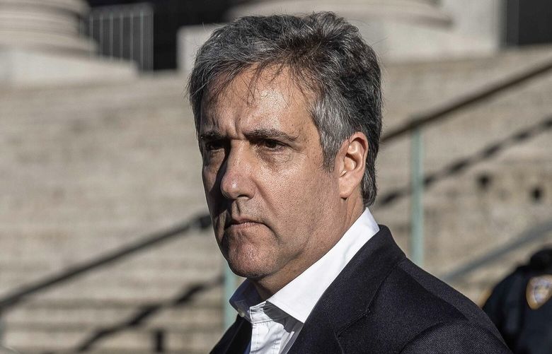 FILE – Michael Cohen, a former attorney for former President Donald Trump, speaks to reporters after testifying at Trump’s civil fraud trial at the State Supreme Court building in Manhattan, Oct. 25, 2023. Cohen made the $130,000 payment to the adult actor Stormy Daniels, drawing money down from his home-equity line of credit and then funneling that money through a Delaware-based shell company, Essential Consultants. Gary Farro, a banker with First Republic Bank, described how that money flowed in testimony on Tuesday, April 30, 2024, a dry but essential part of the prosecution’s case. (Dave Sanders/The New York Times) XNYT0552 XNYT0552