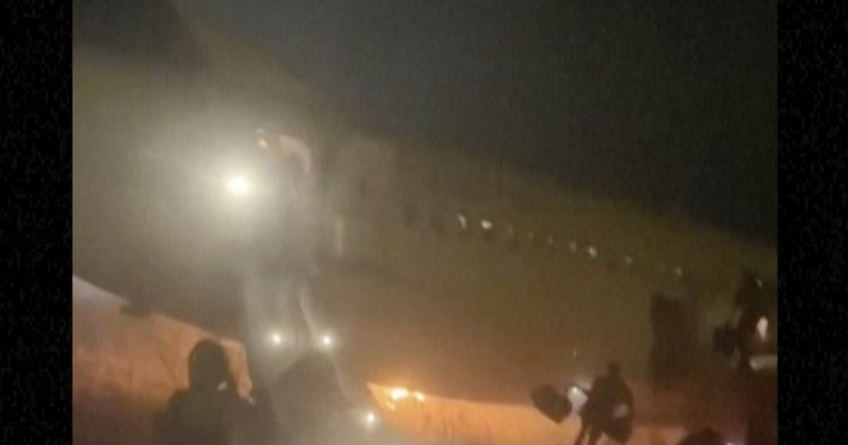 Boeing plane carrying 85 people catches fire and skids off the runway ...