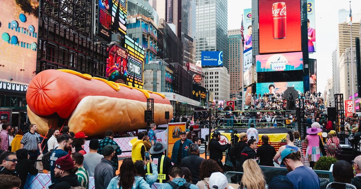They put a 65-foot hot dog in Times Square, and it’s a blast