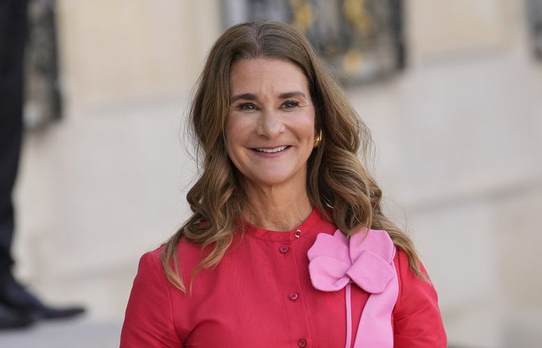 FILE – Co-chair of the Bill & Melinda Gates Foundation Melinda French Gates smiles as she leaves June 23, 2023 the Elysee Palace in Paris. Several low cost and low tech interventions would increase the chances of mothers and their babies surviving childbirth, according to a new report released Tuesday, Sept. 12 by The Bill & Melinda Gates Foundation that tracks progress towards the Sustainable Development Goals set at the United Nations in 2015. (AP Photo/Christophe Ena, file)